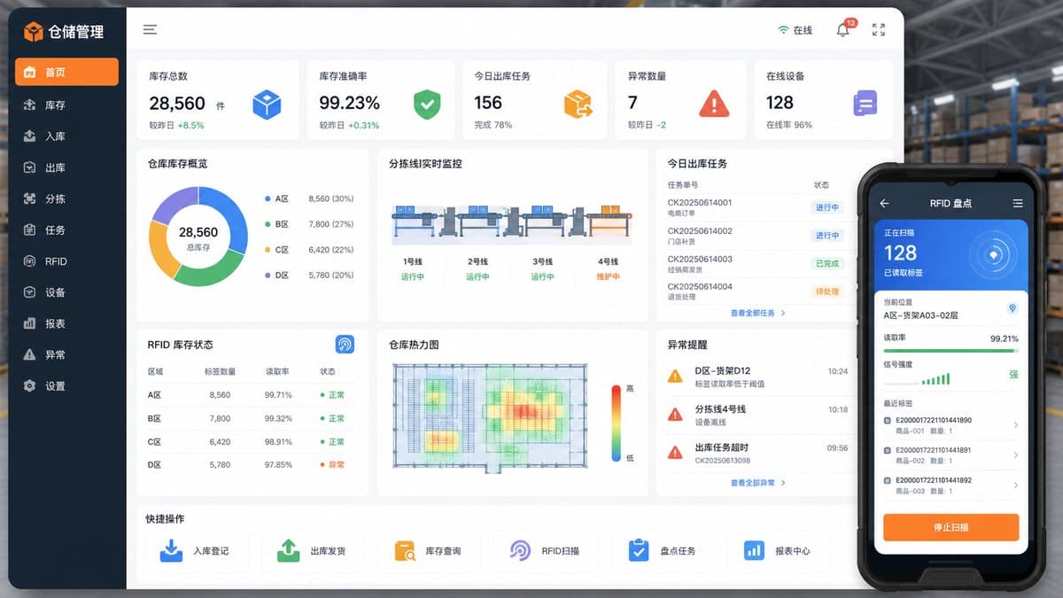 物流仓储 RFID 管理系统 UI 界面图